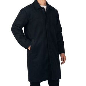 Alpine Swiss Mens Zach Knee Length Top Coat Black Wool Blend Overcoat Size XL